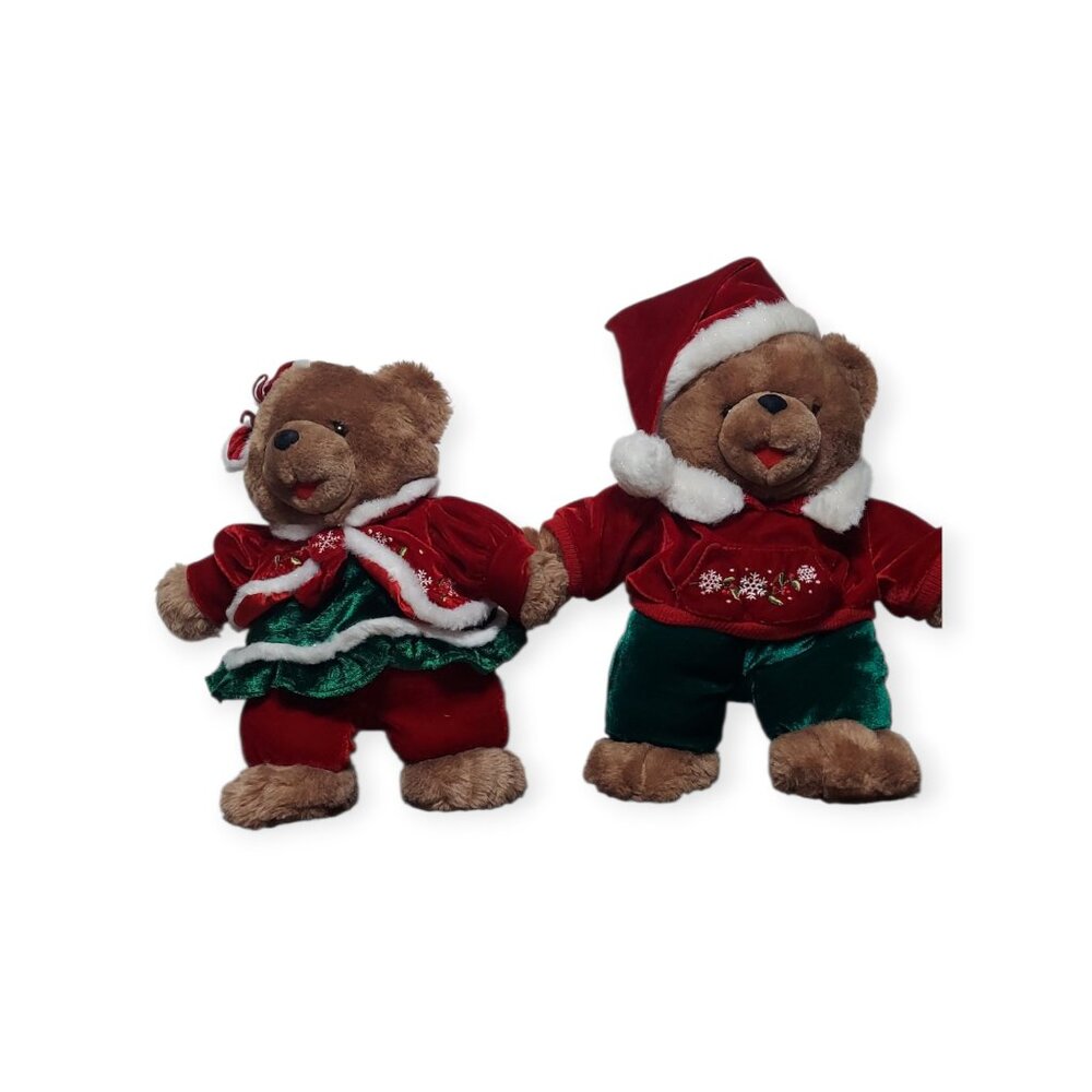 2007 Dan Dee Snowflake Teddy Bear Set 14” Boy Girl Plush Holiday Christmas
